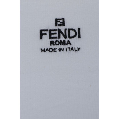 Fendi White Cotton T-Shirt with Monogram