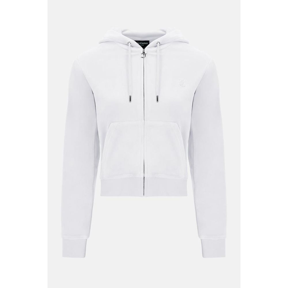 Juicy Couture Women's Plush Velour Sweatshirt in Crisp White