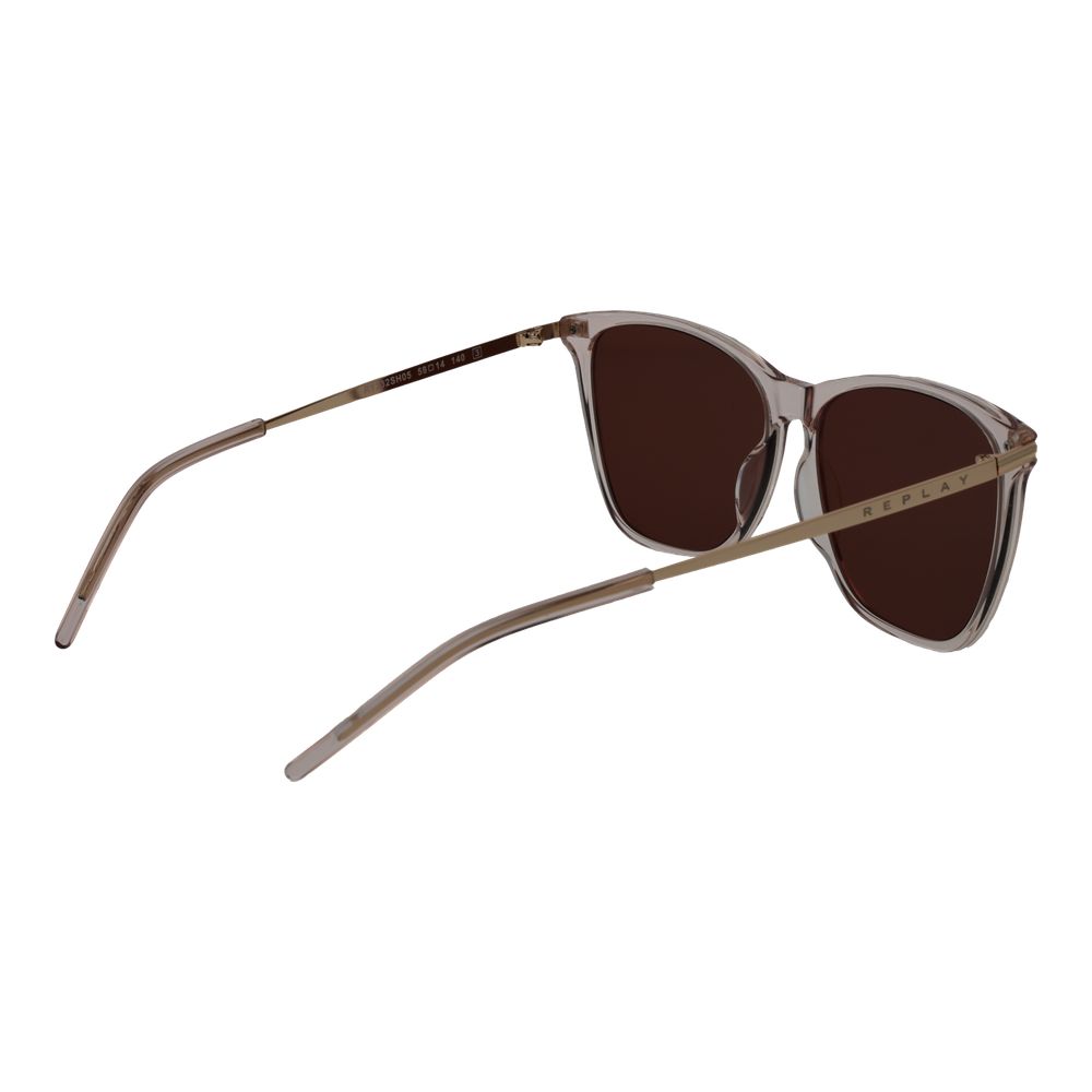 Replay Women’s Sunglasses – Beige Square Frame, Brown Lenses