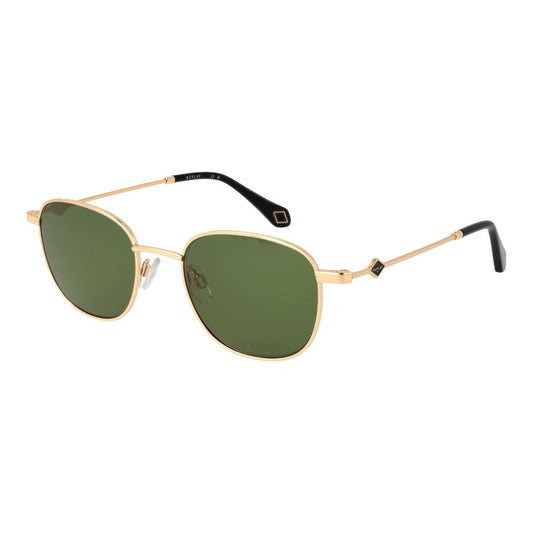 Replay Gold Metal Sunglasses – Unisex Oval Frame, Green Lenses