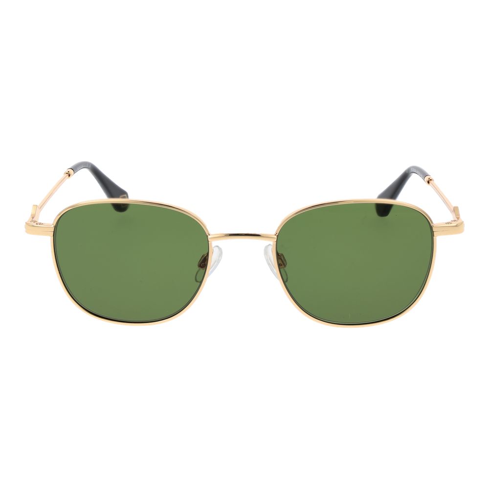 Replay Gold Metal Sunglasses – Unisex Oval Frame, Green Lenses