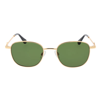 Replay Gold Metal Sunglasses – Unisex Oval Frame, Green Lenses