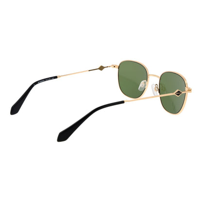 Replay Gold Metal Sunglasses – Unisex Oval Frame, Green Lenses