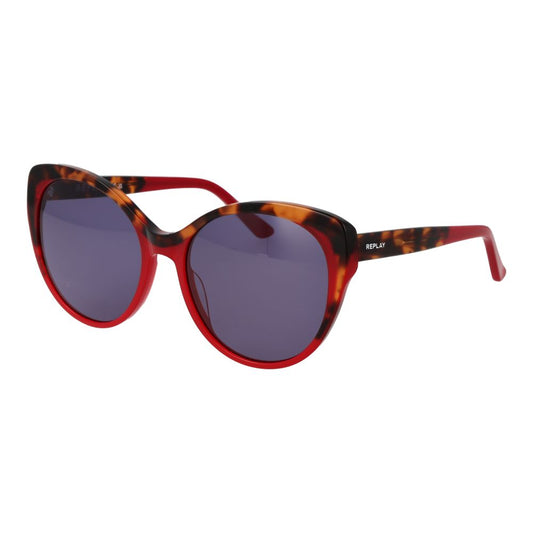 Replay Women’s Sunglasses – Red Full-Rim Frame, Purple Lenses