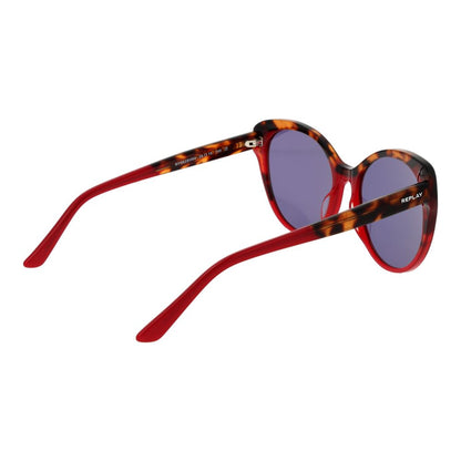 Replay Women’s Sunglasses – Red Full-Rim Frame, Purple Lenses