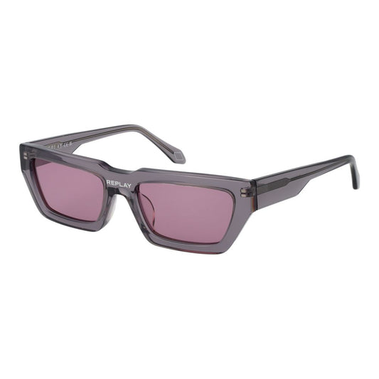 Replay Unisex Sunglasses – Grey Rectangle Frame, Rose Lenses
