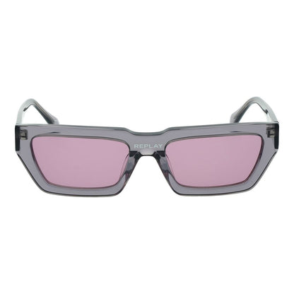 Replay Unisex Sunglasses – Grey Rectangle Frame, Rose Lenses