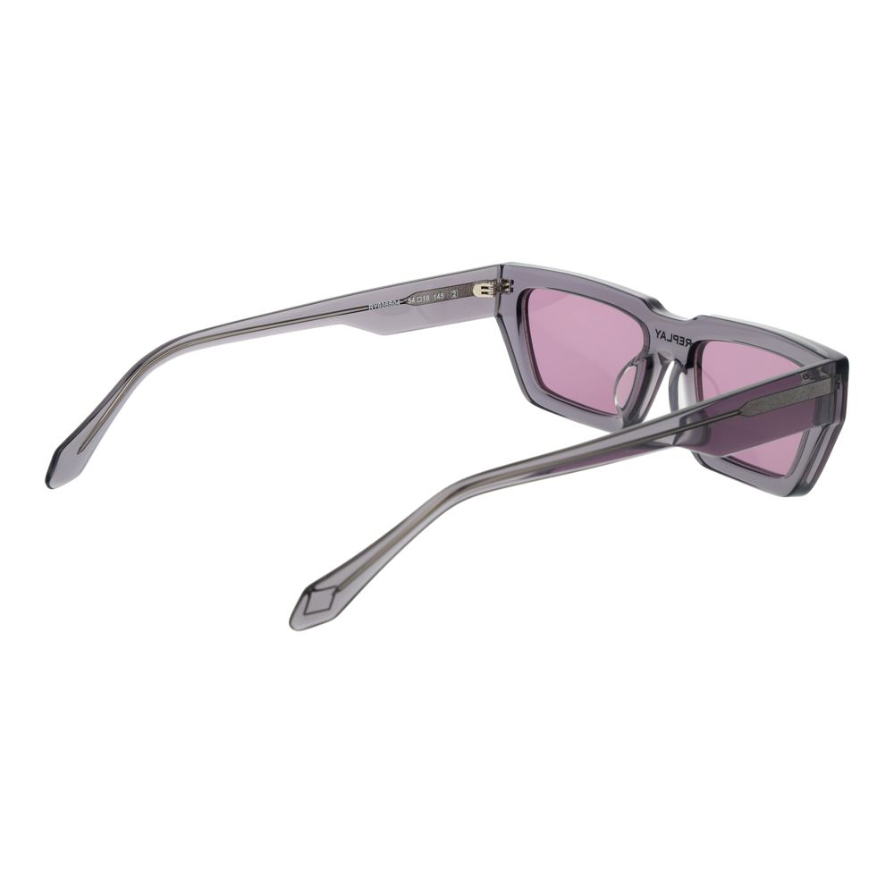 Replay Unisex Sunglasses – Grey Rectangle Frame, Rose Lenses