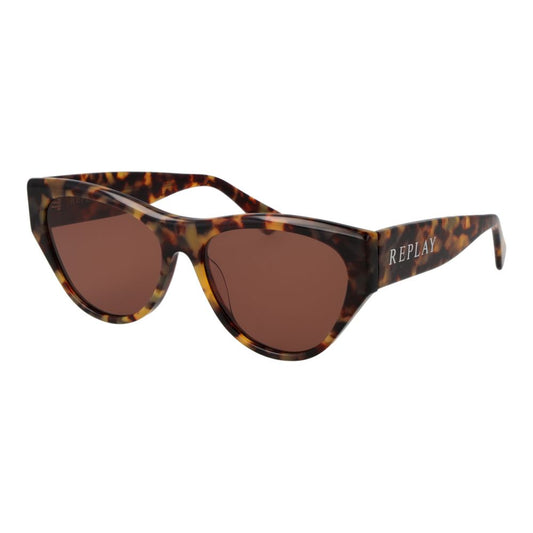 Replay Women’s Cat Eye Sunglasses – Green Full-Rim Frame, Brown Lenses