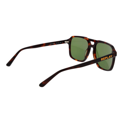 Replay Men’s Sunglasses – Brown Full-Rim Frame, Green Lenses