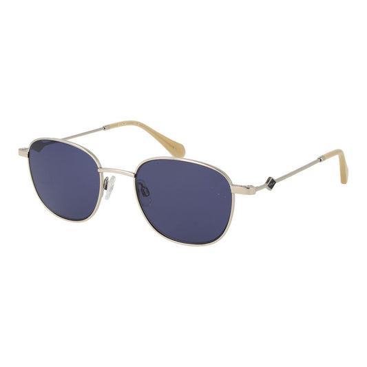 Replay Unisex Sunglasses – Silver Metal Frame, Blue Lenses