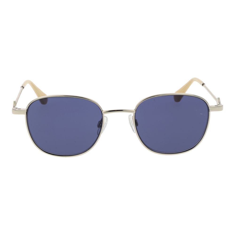 Replay Unisex Sunglasses – Silver Metal Frame, Blue Lenses