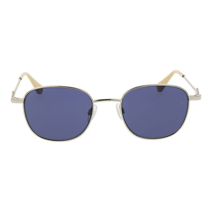 Replay Unisex Sunglasses – Silver Metal Frame, Blue Lenses