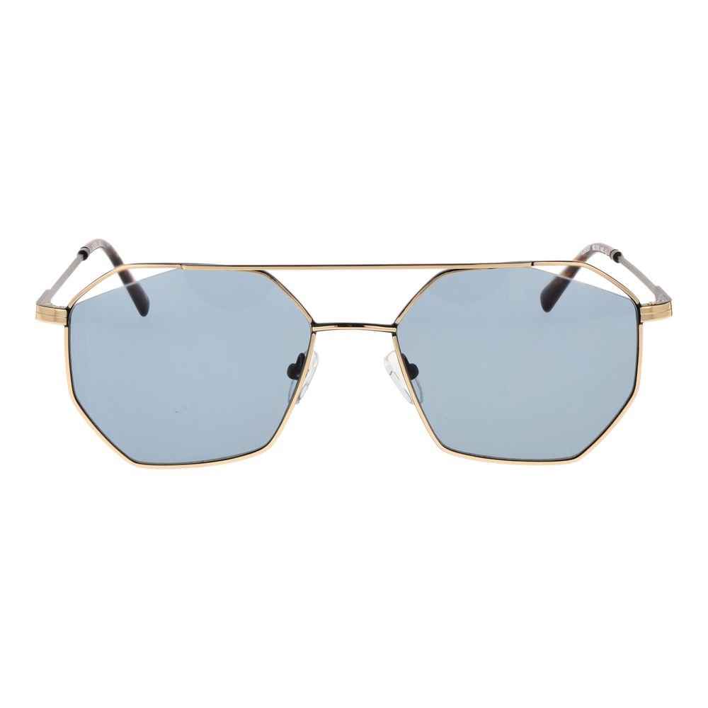 Replay Gold Metal Sunglasses – Unisex Full-Rim Frame with Blue Lenses