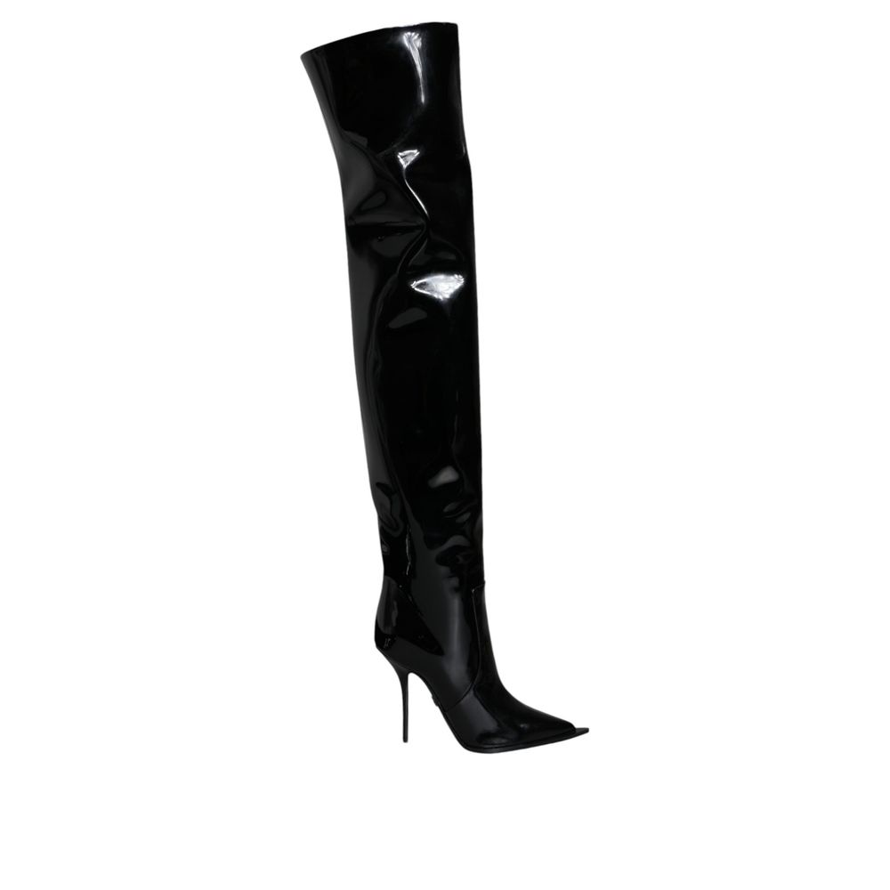 Dolce & Gabbana Black Leather Over The Knee Boots
