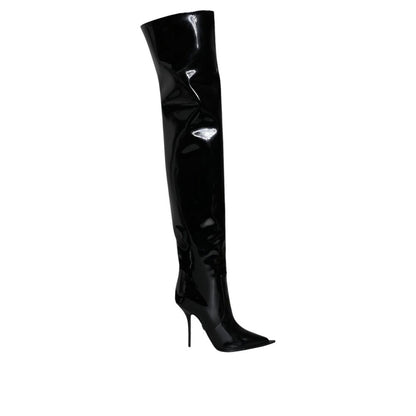 Dolce & Gabbana Black Leather Over The Knee Boots