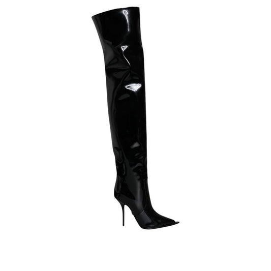 Dolce & Gabbana Black Leather Over The Knee Boots
