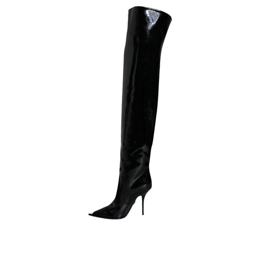 Dolce & Gabbana Black Leather Over The Knee Boots