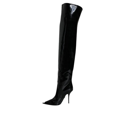 Dolce & Gabbana Black Leather Over The Knee Boots