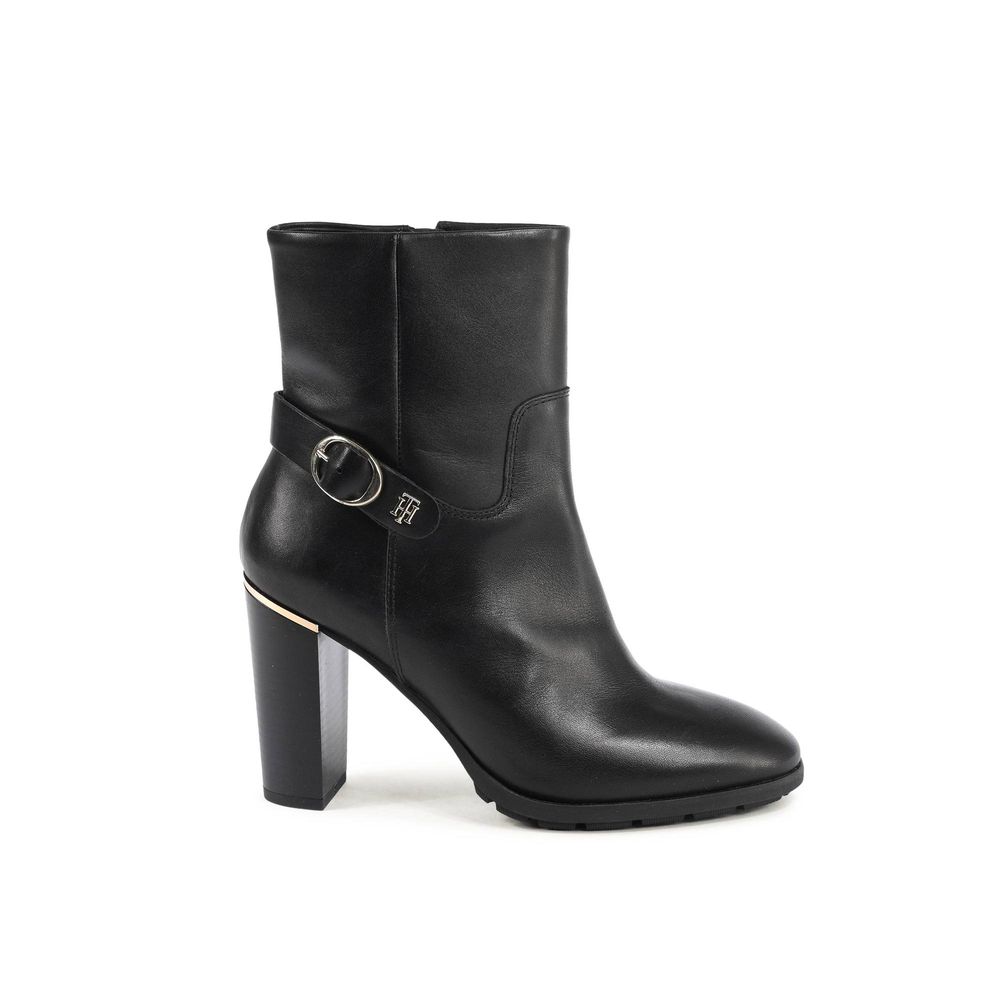 Tommy Hilfiger Black Leather Ankle Boots for Women