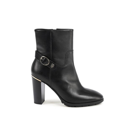 Tommy Hilfiger Black Leather Ankle Boots for Women