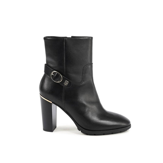 Tommy Hilfiger Black Leather Ankle Boots for Women