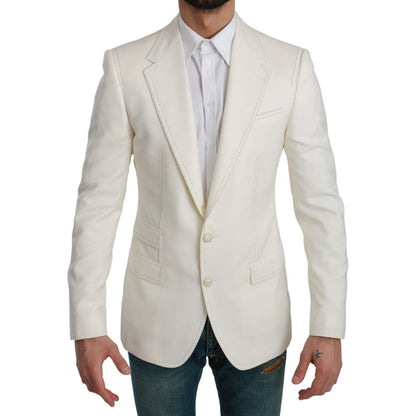 Dolce & Gabbana White Virgin Wool Blazer