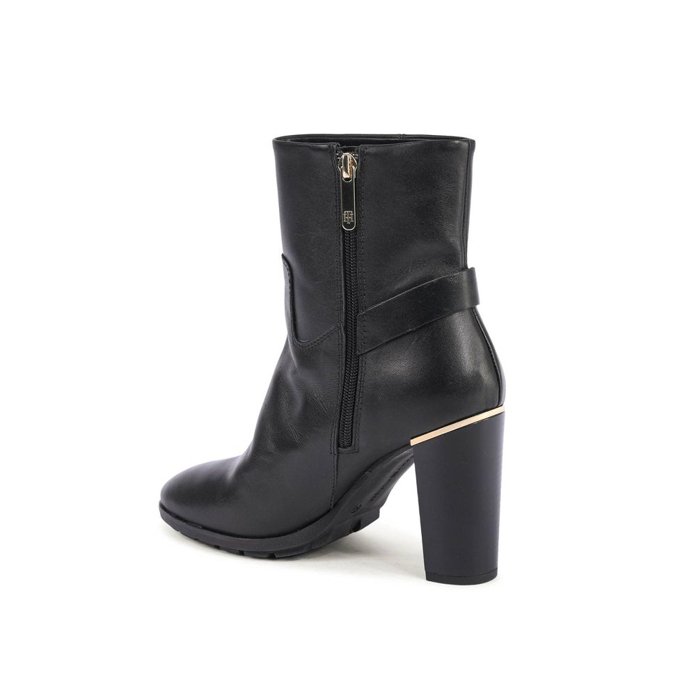 Tommy Hilfiger Black Leather Ankle Boots for Women
