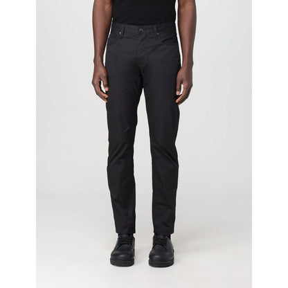 Emporio Armani Black Cotton Casual Pants