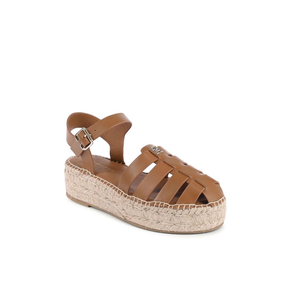 Tommy Hilfiger Brown Leather Platform Sandals for Women