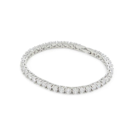 ALDO Silver Elastane Bracelet: Dazzling Zirconia Elegance