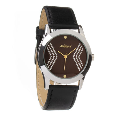 ARABIANS Black Leather Dress Watch