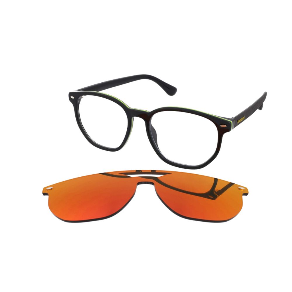 HAVAIANAS Black Acetate Glasses with Clip-on Lens