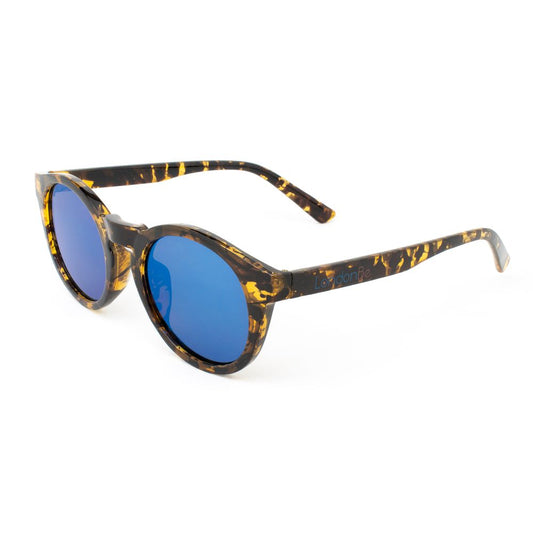 LONDONBE Unisex Brown Injected Sunglasses with Mirror Blue Lenses