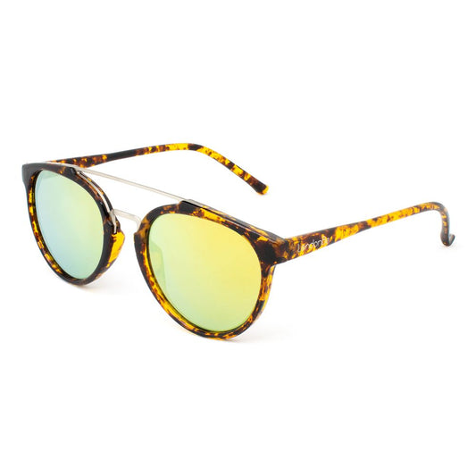 LONDONBE Unisex Brown Injected Sunglasses with Mirrored Lenses