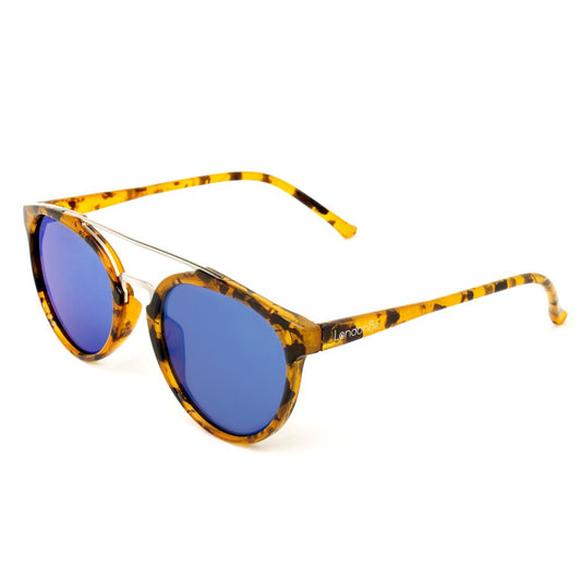 LONDONBE Unisex Sunglasses – Brown Injected Frame, Mirror Blue Lenses