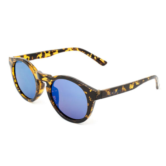 LONDONBE Unisex Sunglasses – Brown Injected Frame, Mirror Blue Lenses