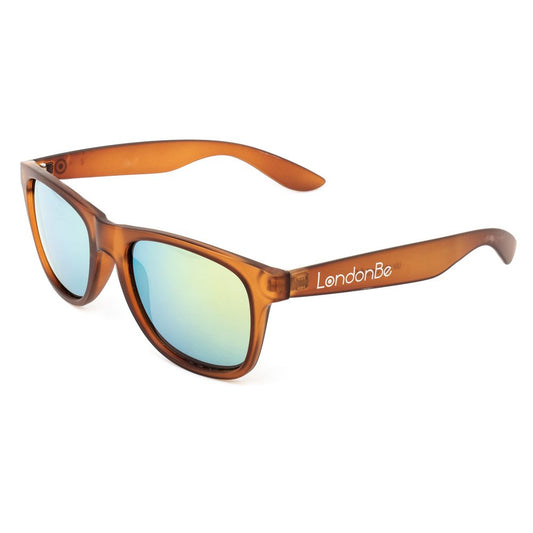 LONDONBE Unisex Sunglasses – Brown Injected Frame, Yellow Mirrored Lenses