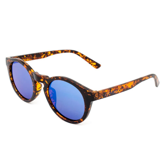 LONDONBE Unisex Sunglasses – Brown Frame, Mirror Blue Lenses