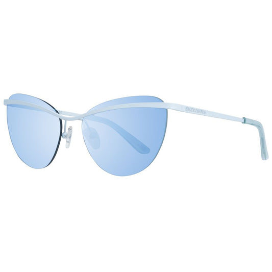 SKECHERS Women’s Sunglasses – White Metal Frame, Blue Lenses