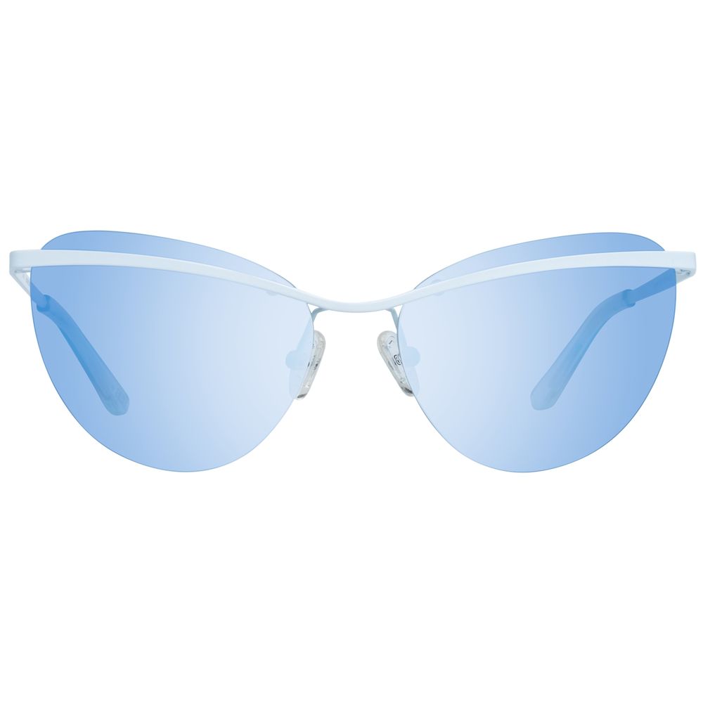 SKECHERS Women’s Sunglasses – White Metal Frame, Blue Lenses