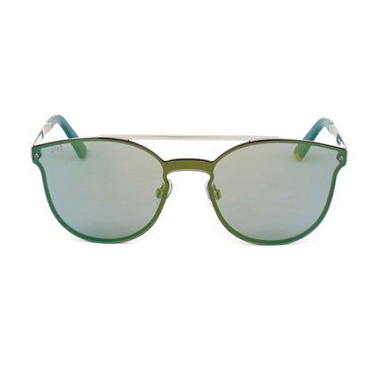 WEB EYEWEAR Unisex Silver Metal Sunglasses – Green Lenses