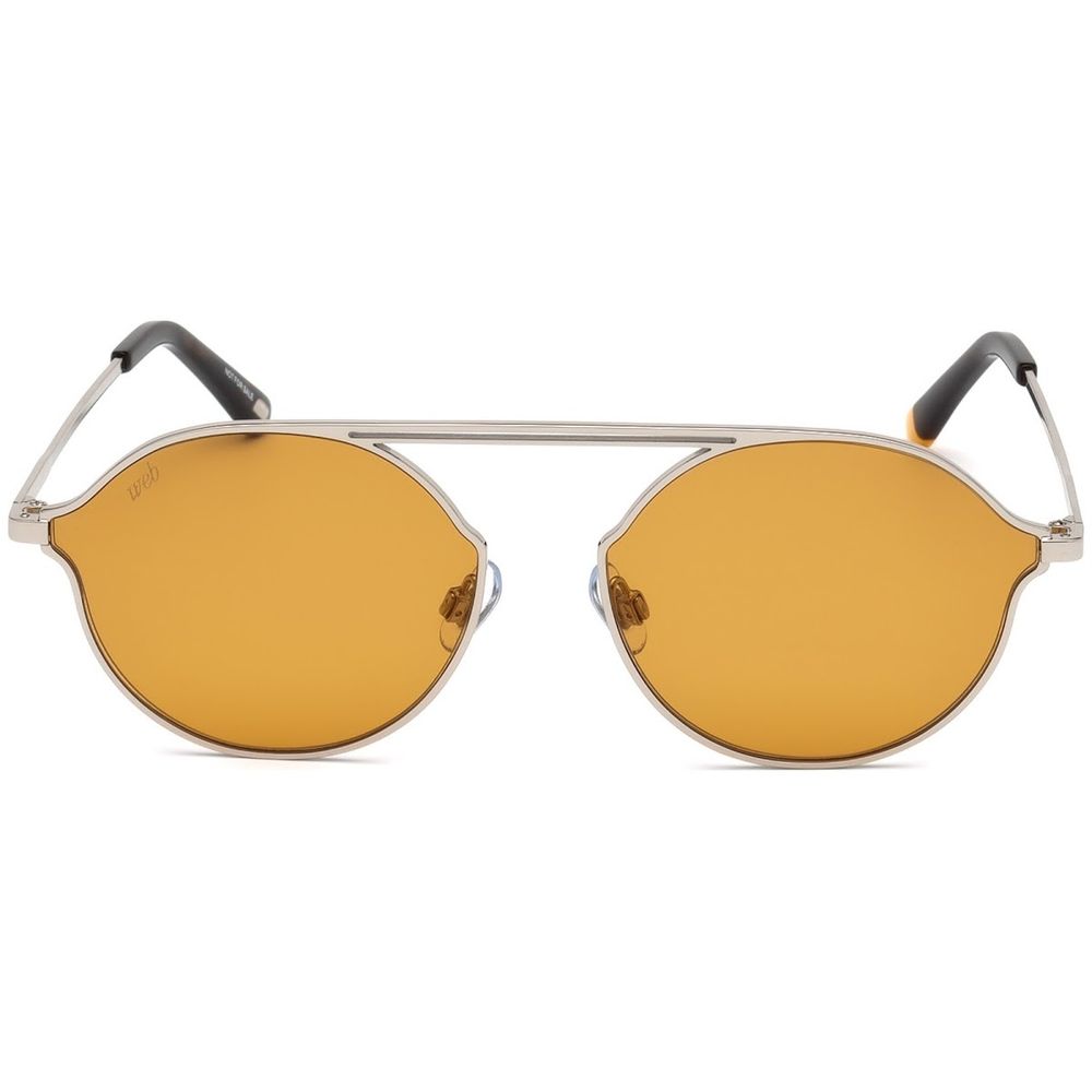 WEB EYEWEAR Silver Metal Sunglasses – Unisex Style with Brown Lenses