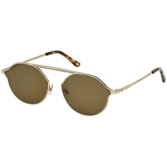 WEB EYEWEAR Gold Metal Sunglasses – Unisex Style with Brown Lenses