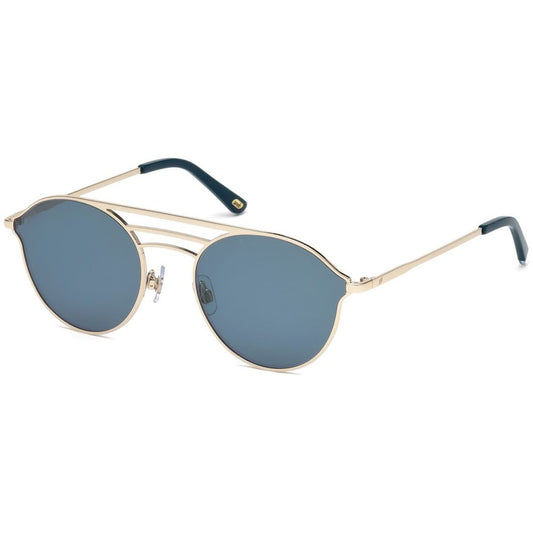 WEB EYEWEAR Gold Metal Sunglasses – Unisex Design with Blue Lenses
