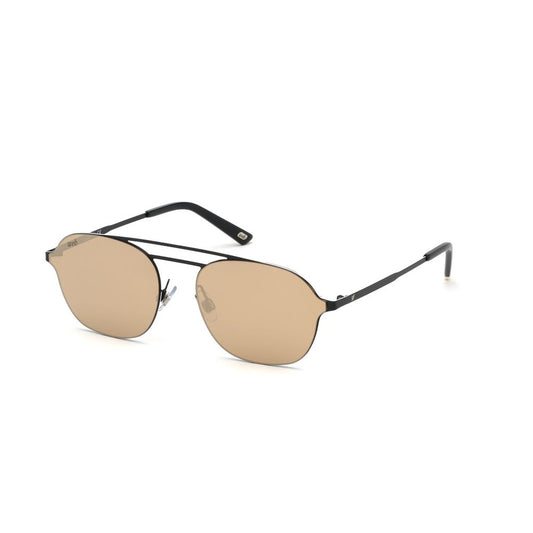 WEB EYEWEAR Black Metal Sunglasses – Unisex Style with Brown Mirrored Lenses