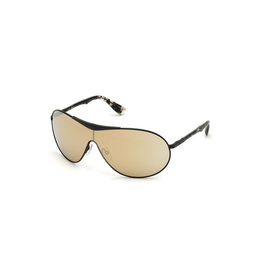 WEB EYEWEAR Black Metal Sunglasses – Unisex Design with Brown Mirrored Lenses
