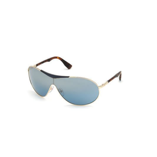 WEB EYEWEAR Unisex Gold Metal Sunglasses – Mirrored Blue Lenses