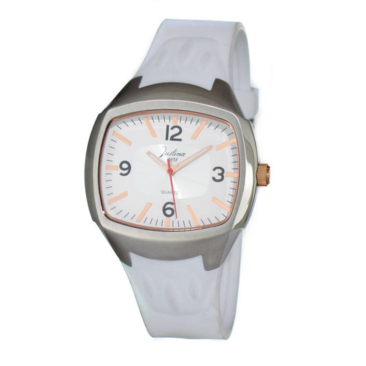 JUSTINA White Rubber Dress Watch - Elegant, Minimalist Style