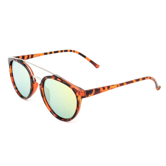 LONDONBE Unisex Brown Injected Sunglasses – Mirrored Yellow Lenses